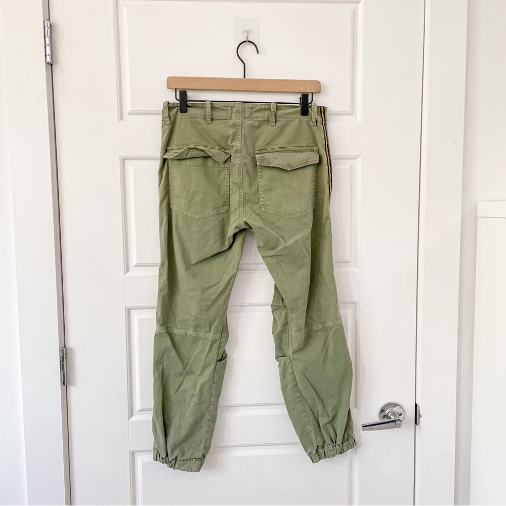 Nili Lotan Cropped French Military Pants Camo Green Grosgrain Tape - Picture 6 of 8